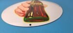 Coca Cola Porcelain Sign Vintage – Service Beverage Button Gas Pump Sign - Image 11