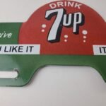 Vintage 7 Up Soda License Plate Topper – Drive Safe Sign Ad on Automobile Topper - Image 4