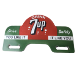 Vintage 7 Up Soda License Plate Topper – Drive Safe Sign Ad on Automobile Topper - Image 2