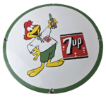 Vintage 7 Up Soda Sign – Advertisement Porcelain Gas Service Station Ad Sign - Image 2