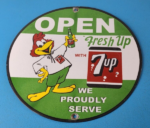 Vintage 7 Up Soda Sign – Advertisement Rooster Porcelain Gas Station Sign - Image 2