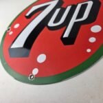 Vintage 7 Up Soda Sign – Porcelain Advertisement Store Gas Oil Pump Plate Sign - Image 14