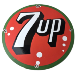 Vintage 7 Up Soda Sign – Porcelain Advertisement Store Gas Oil Pump Plate Sign - Image 2