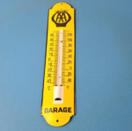 Vintage AAA Auto Insurance Sign – Service Gas Pump Sign on Porcelain Thermometer