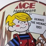 Vintage Ace Hardware Sign – Dennis the Menace Gas Pump Porcelain Sign - Image 3