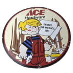 Vintage Ace Hardware Sign – Dennis the Menace Gas Pump Porcelain Sign