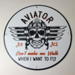Vintage Air Ace Sign – Fly Aviation Aviator Skull Service Gas Porcelain Sign - Image 12