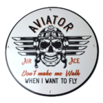 Vintage Air Ace Sign – Fly Aviation Aviator Skull Service Gas Porcelain Sign - Image 2