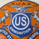 Vintage Ajax Ammunition Sign – Firearm Shotguns Porcelain Gas Ammunition Sign - Image 3