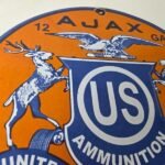 Vintage Ajax Ammunition Sign – Firearm Shotguns Porcelain Gas Ammunition Sign - Image 5