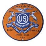Vintage Ajax Ammunition Sign – Firearm Shotguns Porcelain Gas Ammunition Sign - Image 2