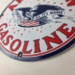 Vintage American Gasoline Sign – Gas Motor Oil Pump Plate Porcelain Sign - Image 14