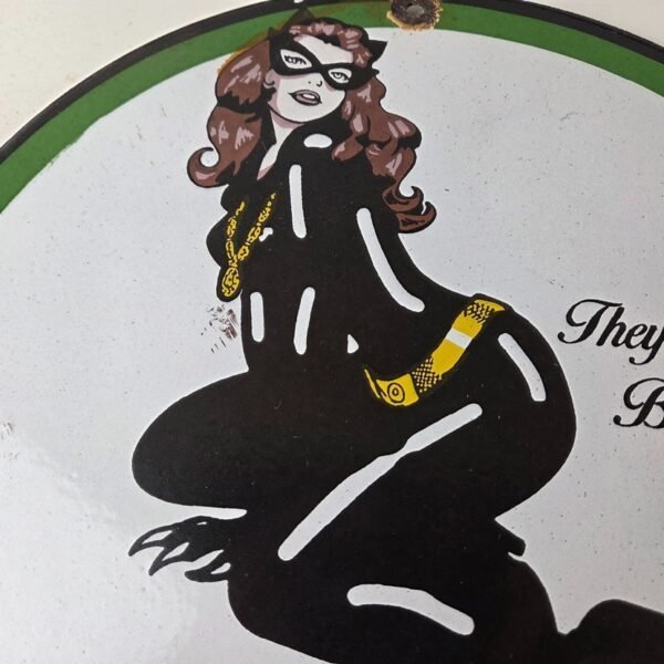 black cat cigarettes enamel sign Vintage Black Cat Cigarettes Porcelain Sign