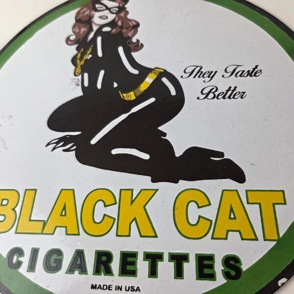 Vintage Black Cat Cigarettes Porcelain Sign