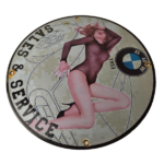 Vintage BMW Sign – Motorcycle Gas Pump Service Auto Porcelain Sign