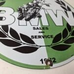 Vintage BMW Sign – Porcelain Motorcycle Gas Pump Service Auto Sign - Image 11