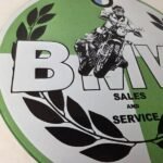 Vintage BMW Sign – Porcelain Motorcycle Gas Pump Service Auto Sign - Image 6