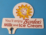 Vintage Bordens Ice Cream Milk Sign Topper – Gas Porcelain License Plate Topper