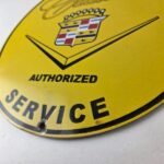 Vintage Cadillac Service Sign – Gas Dealership Sales Automobiles Porcelain Sign - Image 14