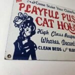 Vintage Cat House Sign – Basement Room Bed for Sale Gas Service Saloon Sign - Image 3