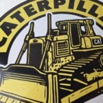 Vintage Caterpillar Sign – Bulldozer Cat Sales Service Gas Porcelain Sign - Image 3