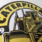 Vintage Caterpillar Sign – Bulldozer Cat Sales Service Gas Porcelain Sign - Image 5