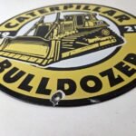 Vintage Caterpillar Sign – Bulldozer Cat Sales Service Gas Porcelain Sign - Image 10