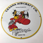 Vintage Cessna Aircraft Sign – Mickey Mouse Gas Pump Airplane Porcelain Sign - Image 15