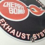 Vintage Cherry Bomb Sign – Auto Mechanic Exhaust Gas Pump Hot Rod Porcelain Sign - Image 7