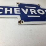 Vintage Chevrolet Bowtie Porcelain Sign – Blue White Logo Emblem Sign - Image 11