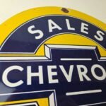 Vintage Chevrolet Sign – Sales Service Automobile Motors Gas Pump Porcelain Sign - Image 5