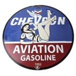Vintage Chevron Gasoline Sign – Aviation Gas Motor Oil Auto Pump Porcelain Sign