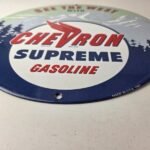 Vintage Chevron Gasoline Sign – See the West Gas Pump Service Porcelain Sign - Image 10