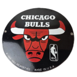 Vintage Chicago Bulls Sign – NBA Basketball Stadium Porcelain Gas Pump Sign - Image 2