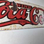 Vintage Coca Cola Porcelain Sign – Advertising Gas Pump Shop Soda Sales Sign - Image 11