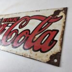 Vintage Coca Cola Porcelain Sign – Advertising Gas Pump Shop Soda Sales Sign - Image 12