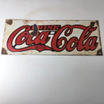 Vintage Coca Cola Porcelain Sign – Advertising Gas Pump Shop Soda Sales Sign - Image 15