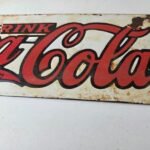 Vintage Coca Cola Porcelain Sign – Advertising Gas Pump Shop Soda Sales Sign - Image 4