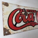 Vintage Coca Cola Porcelain Sign – Advertising Gas Pump Shop Soda Sales Sign - Image 5