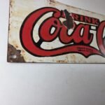 Vintage Coca Cola Porcelain Sign – Advertising Gas Pump Shop Soda Sales Sign - Image 6