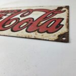 Vintage Coca Cola Porcelain Sign – Advertising Gas Pump Shop Soda Sales Sign - Image 10