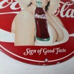 Vintage Coca-Cola Porcelain Sign – Gas Pump Plate Service Route 66 Diner Sign - Image 7