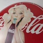 Vintage Coca-Cola Porcelain Sign – Gas Pump Plate Service Route 66 Diner Sign - Image 8