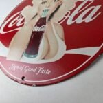 Vintage Coca-Cola Porcelain Sign – Gas Pump Plate Service Route 66 Diner Sign - Image 9