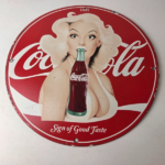 Vintage Coca-Cola Porcelain Sign – Gas Pump Plate Service Route 66 Diner Sign - Image 10