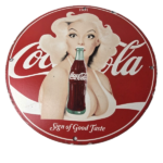 Vintage Coca-Cola Porcelain Sign – Gas Pump Plate Service Route 66 Diner Sign