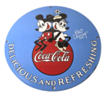 Vintage Coca Cola Sign – Mickey Mouse Refreshing Soda Gas Porcelain Disney Sign - Image 2