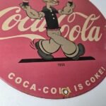 Vintage Coca Cola Soda Sign – Advertisement Popeye Store Porcelain Gas Sign - Image 11