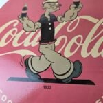 Vintage Coca Cola Soda Sign – Advertisement Popeye Store Porcelain Gas Sign - Image 4