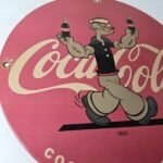 Vintage Coca Cola Soda Sign – Advertisement Popeye Store Porcelain Gas Sign - Image 6